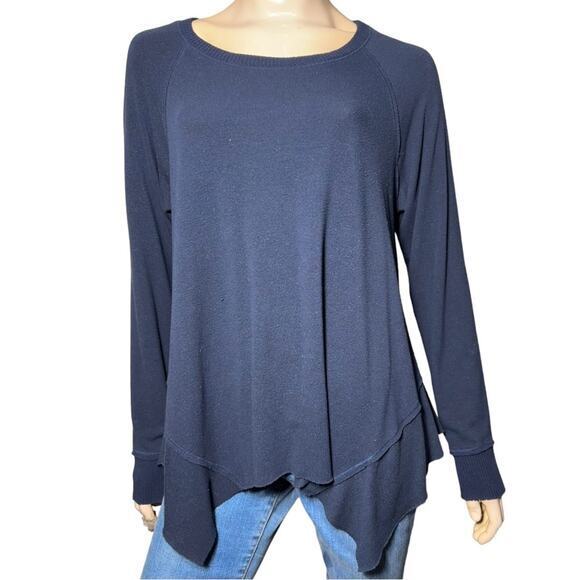 Michael Stars Women’s Size L Navy Blue Handkerchief Hem Lightweight Sweater - Picture 1 of 7